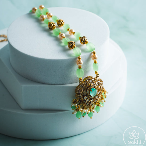 Beads Pendant Necklace (Mint Green)