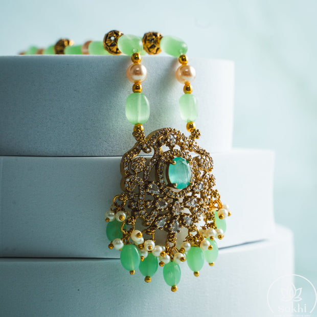 Beads Pendant Necklace (Mint Green)