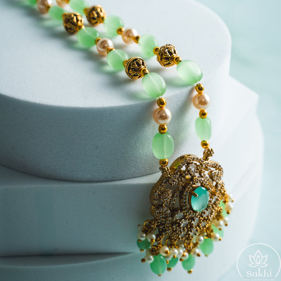 Beads Pendant Necklace (Mint Green)
