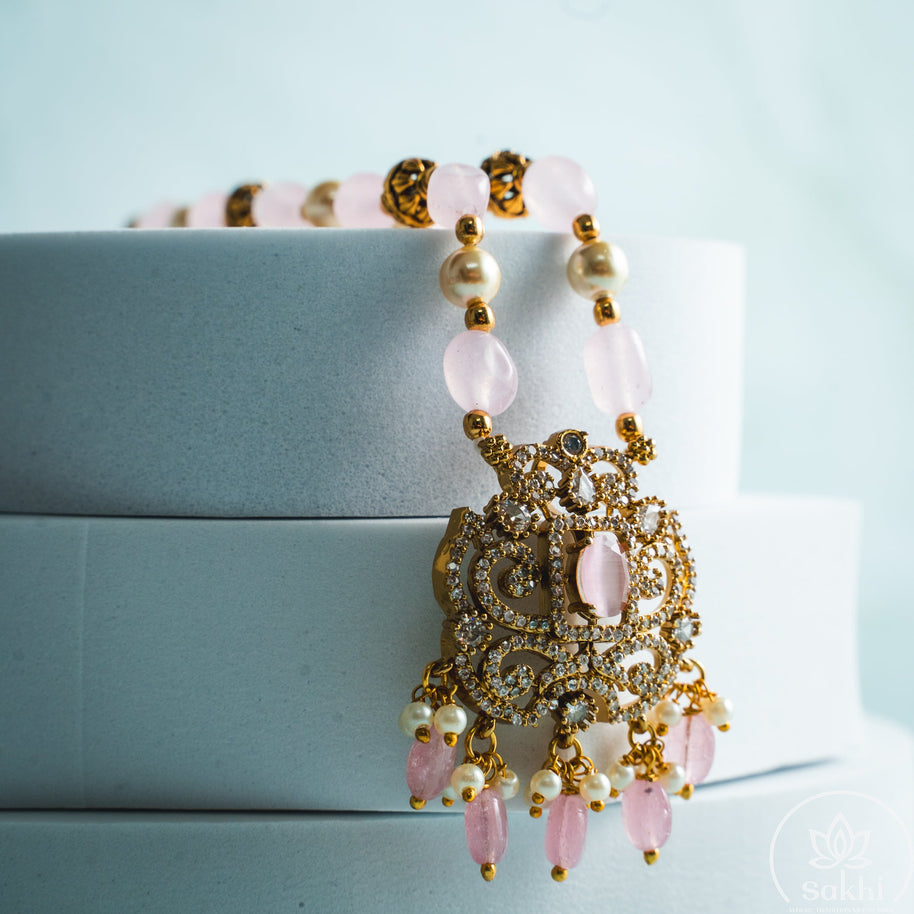 Beads Pendant Necklace (Pink)
