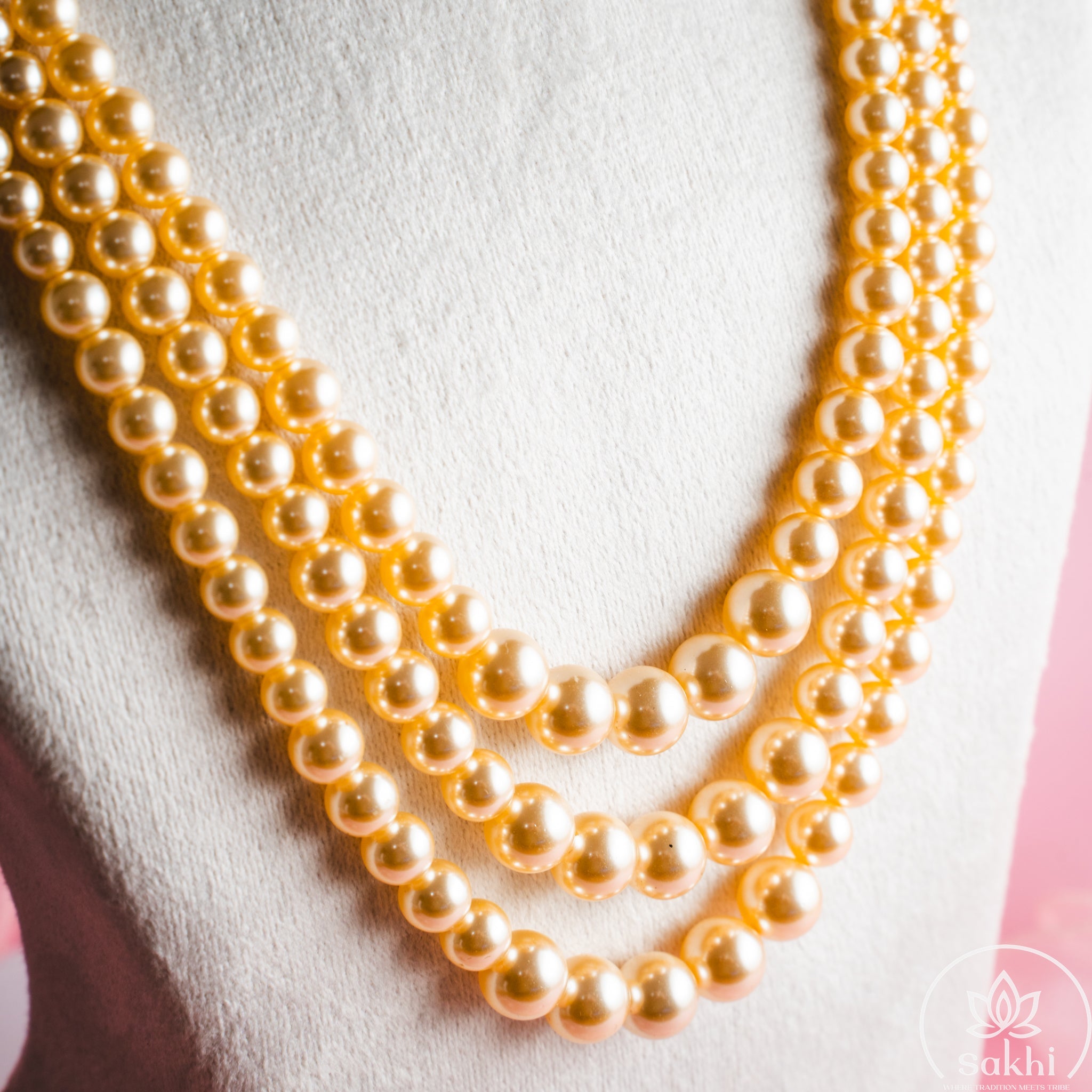3-Line Swarovski Pearl Necklace