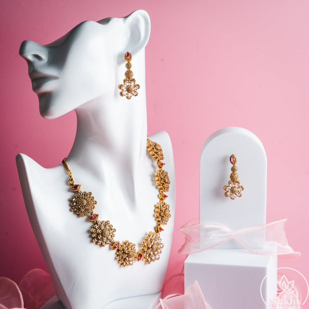 Golden Blossom Necklace Set