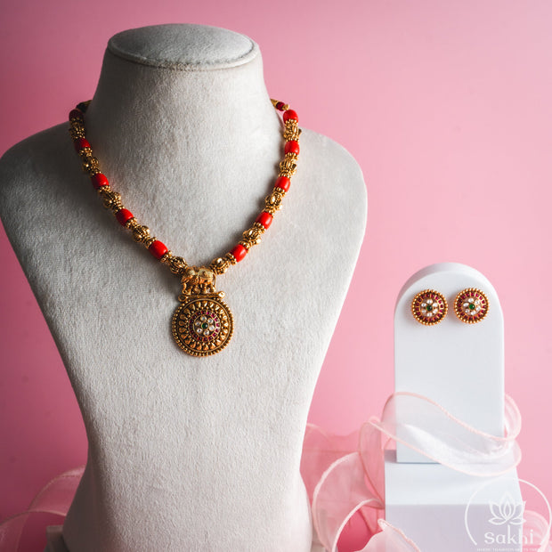 Coral Beads Necklace Set