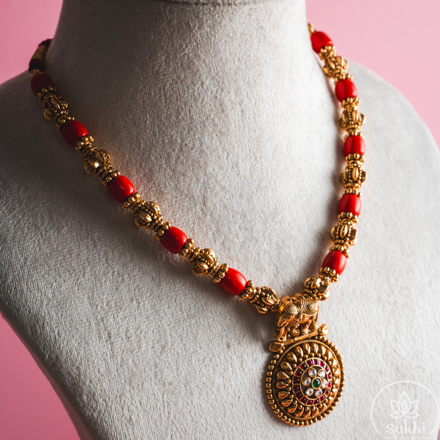 Coral Beads Necklace Set