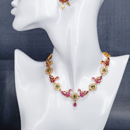 Bird Motif Pota Stone Necklace Set