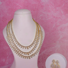 Elegant Layered Diamond Finish Necklace Set