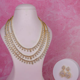 Elegant Layered Diamond Finish Necklace Set