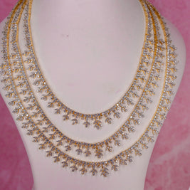 Elegant Layered Diamond Finish Necklace Set