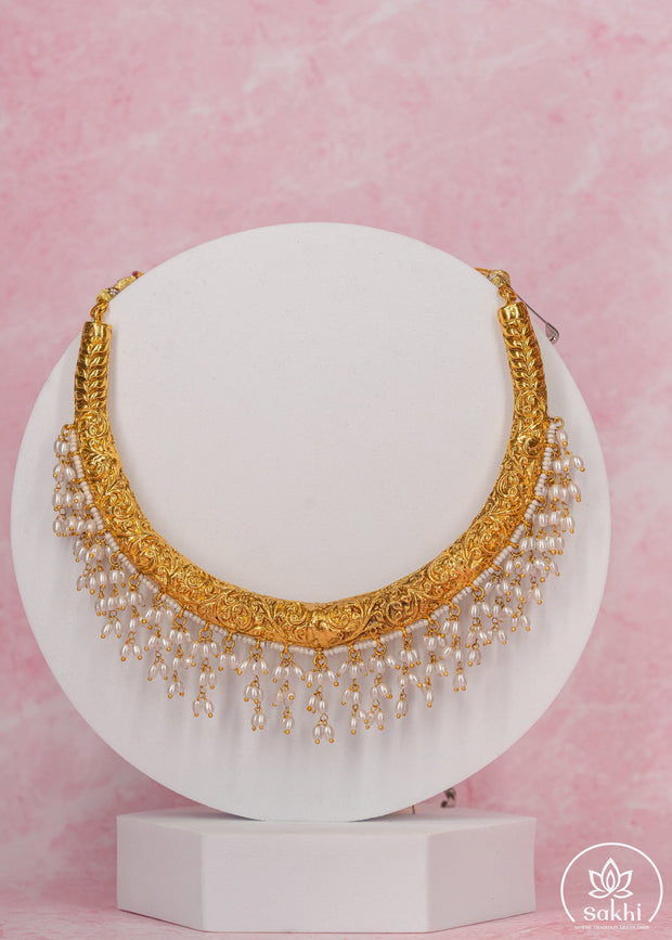 Antique Temple Pearl Drop Choker