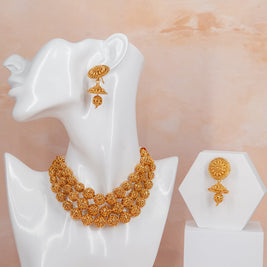 Traditional Gold Tone Ball Necklace Set