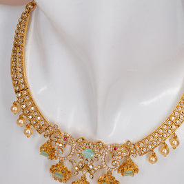 Elegant White and Green Stone Necklace Set