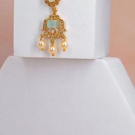 Elegant White and Green Stone Necklace Set