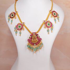Elegant Jadau Kundan Lakshmi Motif Necklace Set