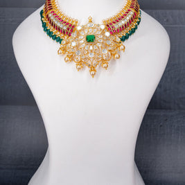 Elegant Silver Replica Jadau Kundan Necklace