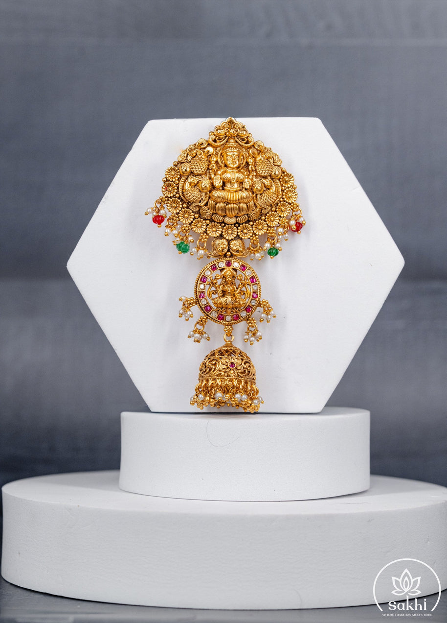 Lakshmi Temple Jadadu Kundan Hair Accessory