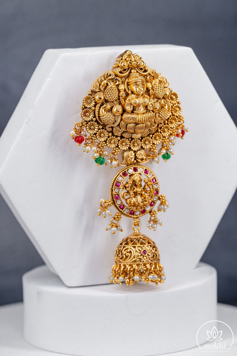 Lakshmi Temple Jadadu Kundan Hair Accessory