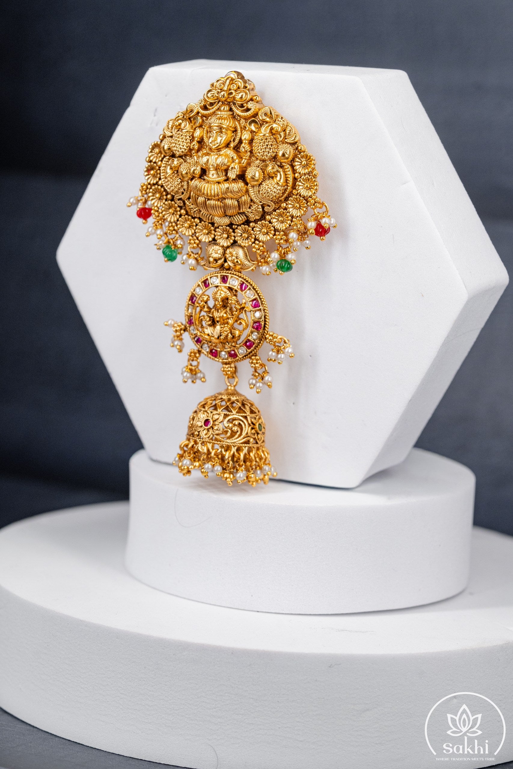 Lakshmi Temple Jadadu Kundan Hair Accessory