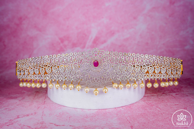 Bridal Diamond Style Pearl Hip Belt 1