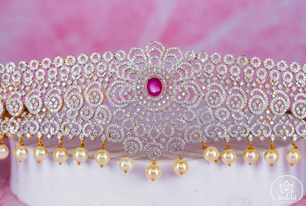 Bridal Diamond Style Pearl Hip Belt 1