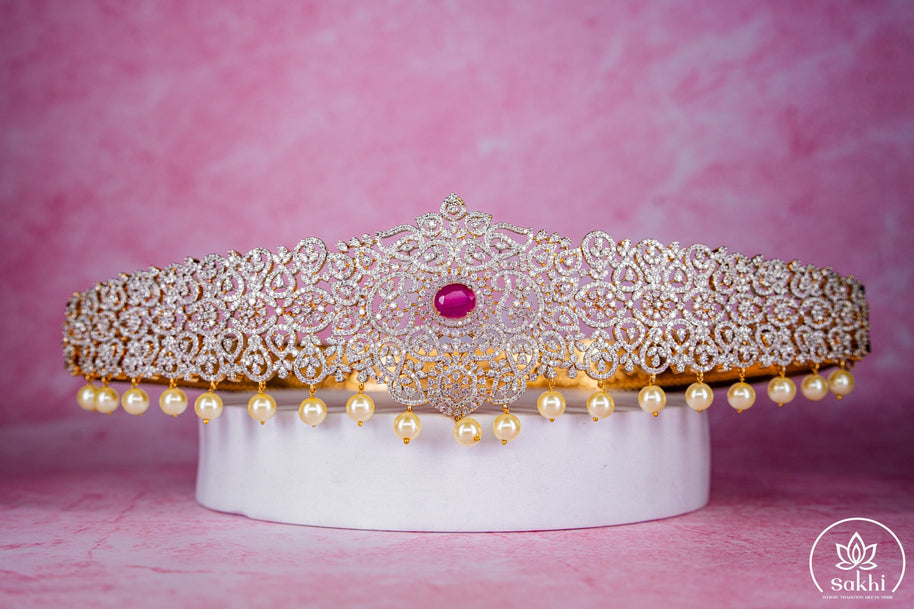 Bridal Diamond Style Pearl Hip Belt 2