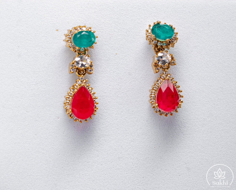 Emerald & Ruby Stone Pendant Set