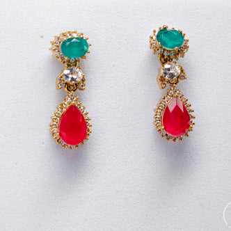 Emerald & Ruby Stone Pendant Set