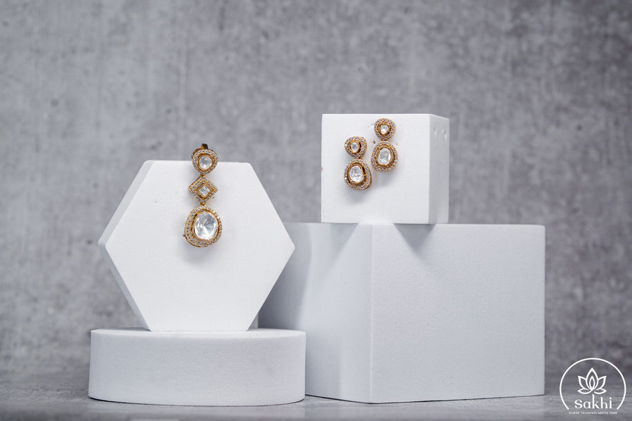 Moissanite Polki Pendant Set