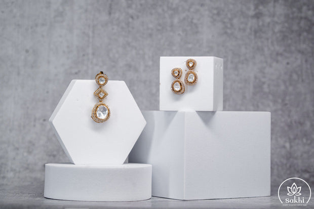 Moissanite Polki Pendant Set