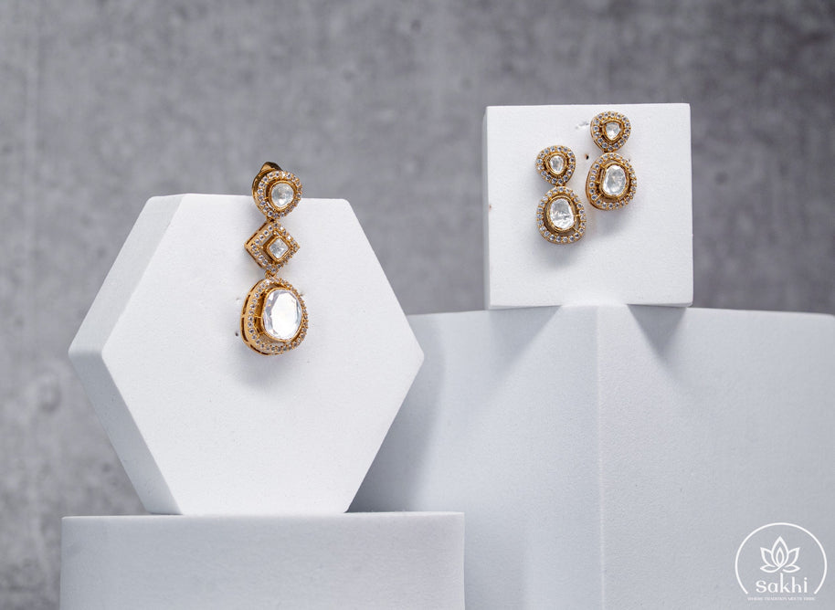 Moissanite Polki Pendant Set