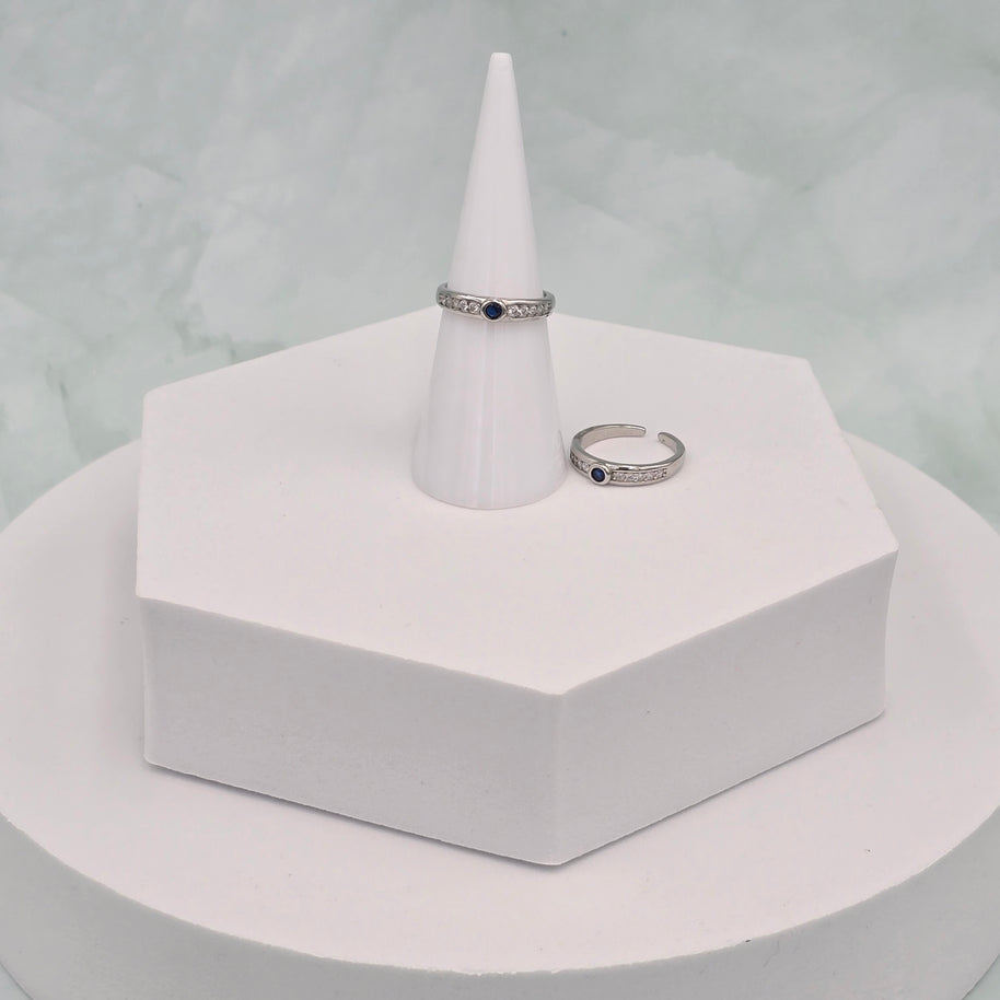 92.5 Sterling Silver Adjustable Toe Ring with Blue Stone