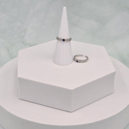 92.5 Sterling Silver Adjustable Toe Ring with Blue Stone