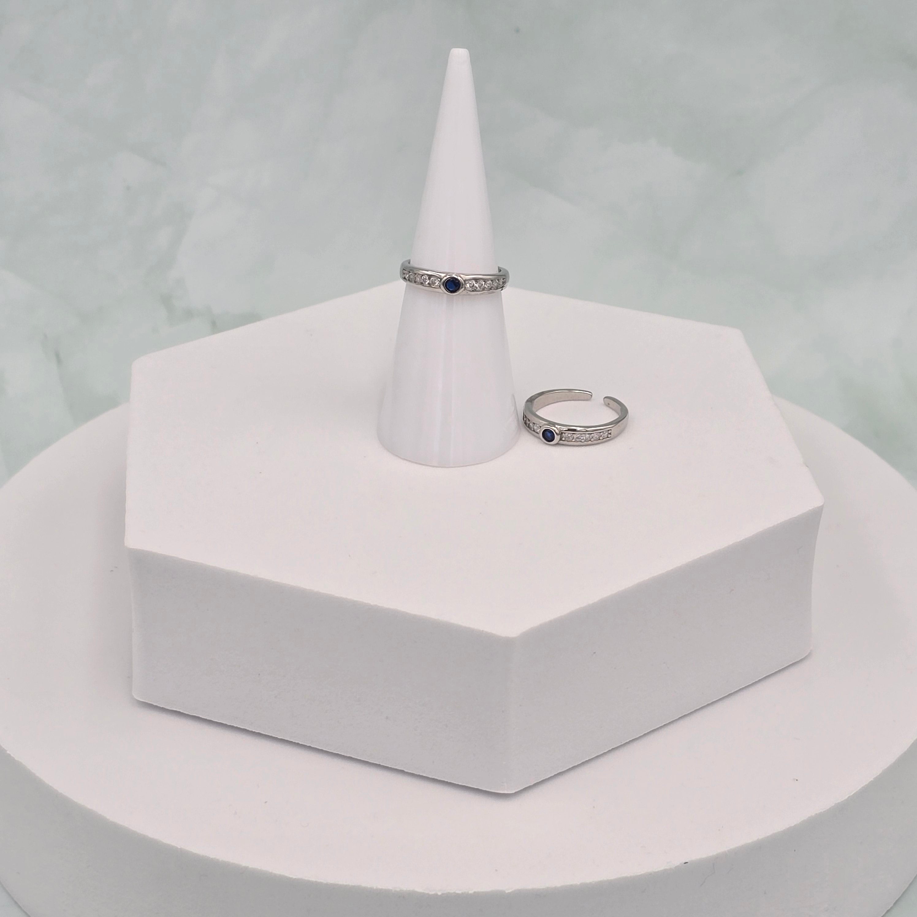 92.5 Sterling Silver Adjustable Toe Ring with Blue Stone