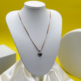 Tricolor 92.5 Sterling Silver Heart Pendant Necklace