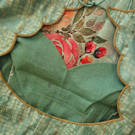 Green Soft Organza Saree With Matching Blouse