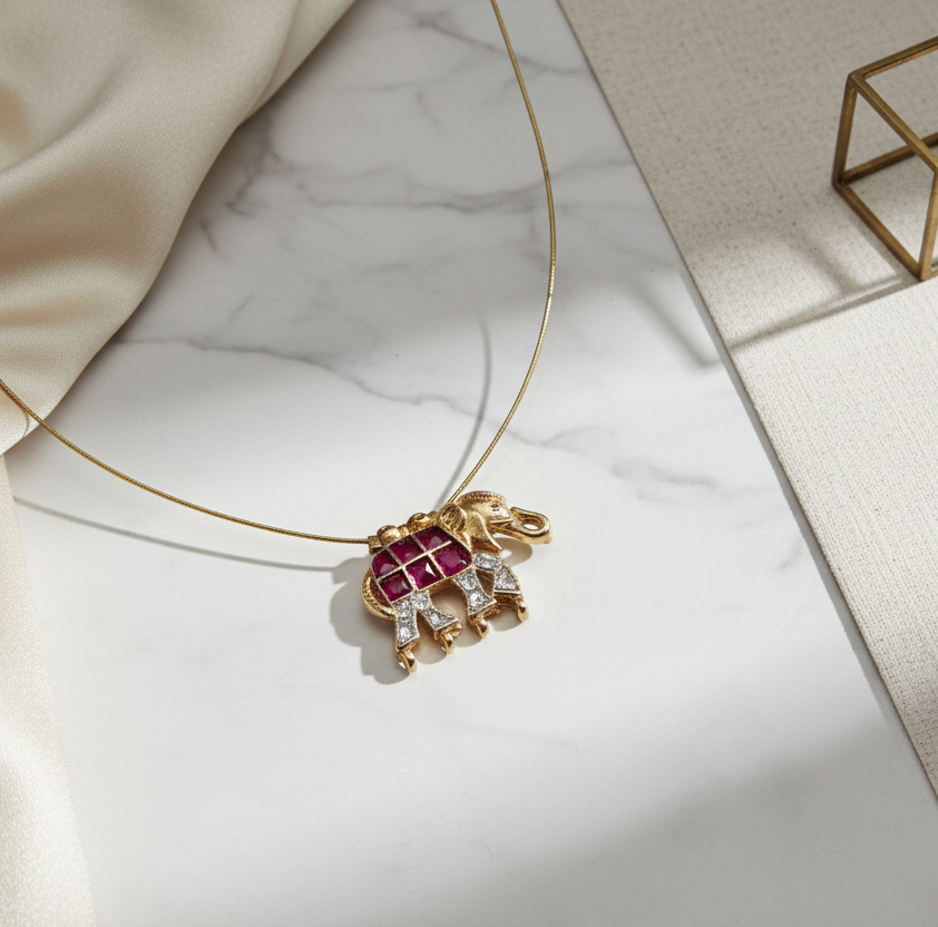 Elephant Pendant Invisible Necklace