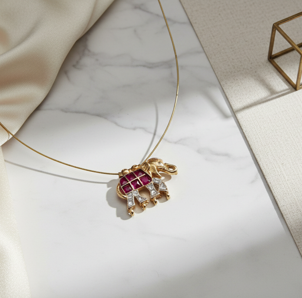 Elephant Pendant Invisible Necklace