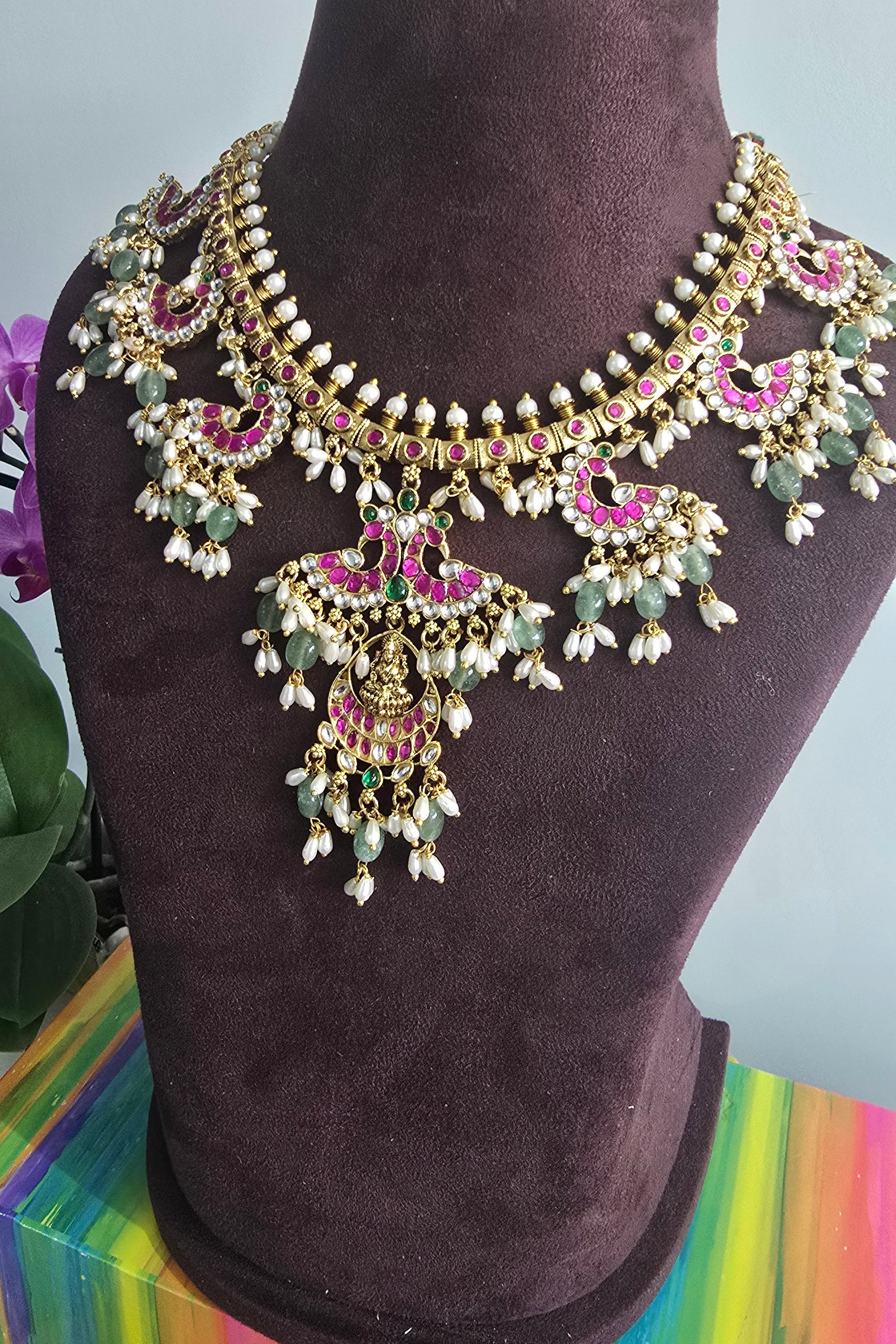 Antique Lakshmi Guttapusalu Jadau Kundan Set