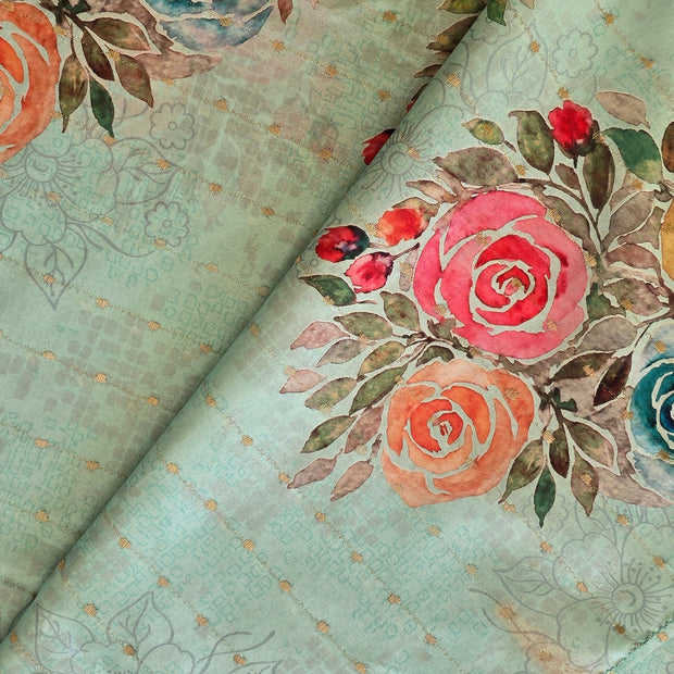 Green Soft Organza Saree With Matching Blouse