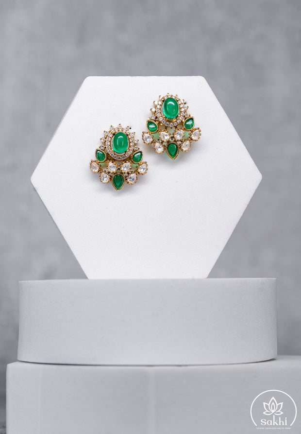 Emerald Moissanite Studs