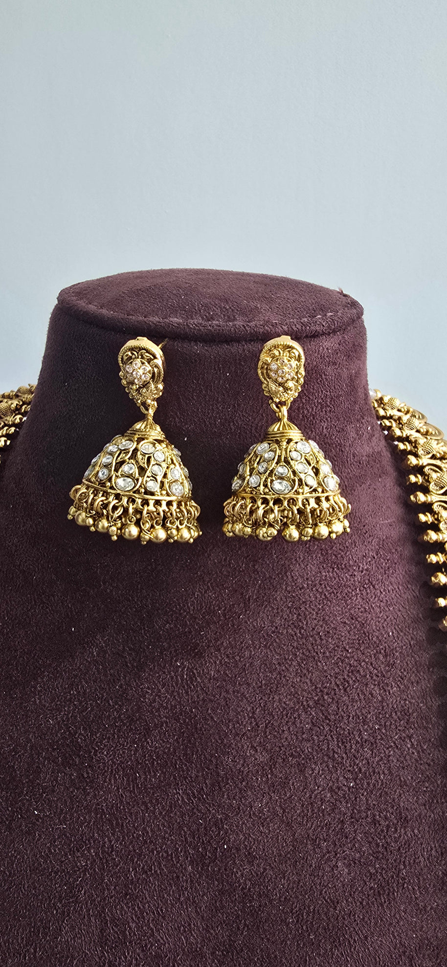 Antique Peacock Kasu Mala Necklace Set