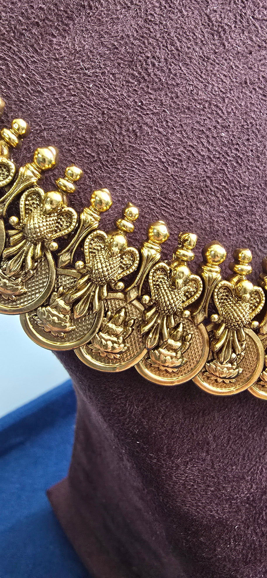 Antique Peacock Kasu Mala Necklace Set