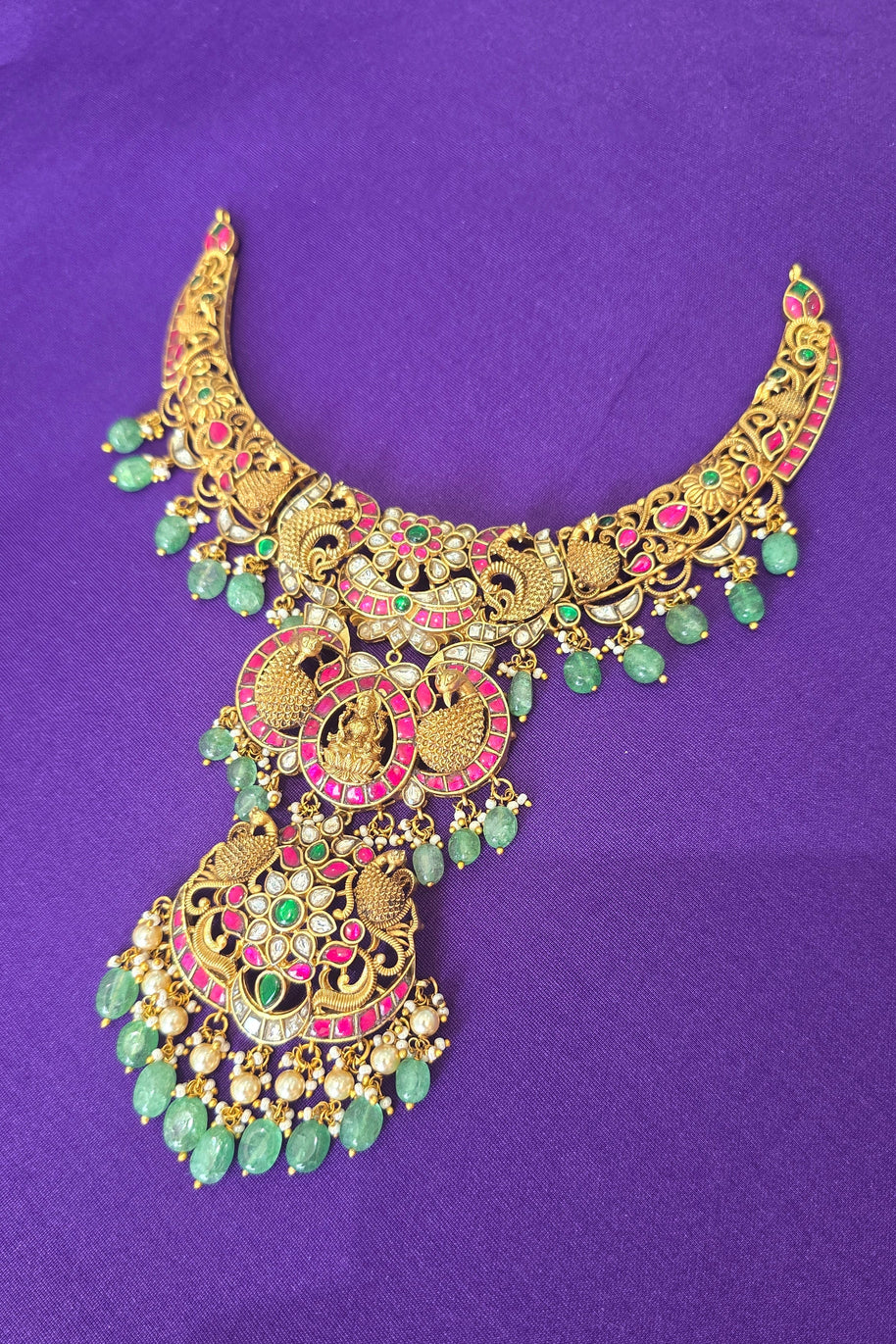 Detachable Antique Gold Lakshmi Temple Necklace Set