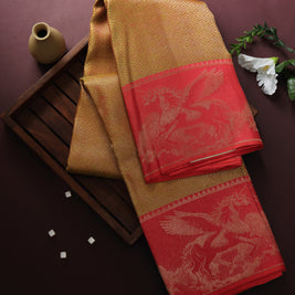 Gold and Pink Kanchipuram Silk Saree