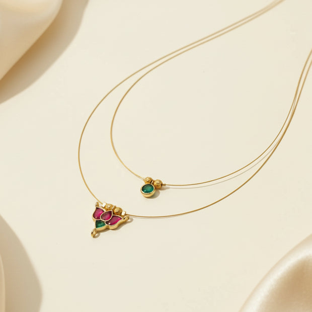 Lotus Polki Drop Invisible Necklace