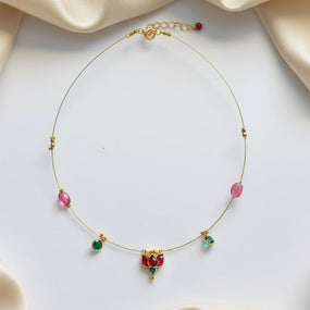 Lotus Pendant With Drops Invisible Necklace