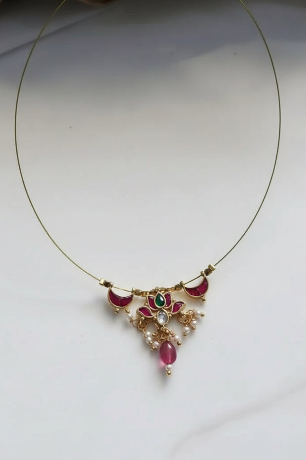 Lotus Moon Pendant Invisible Necklace