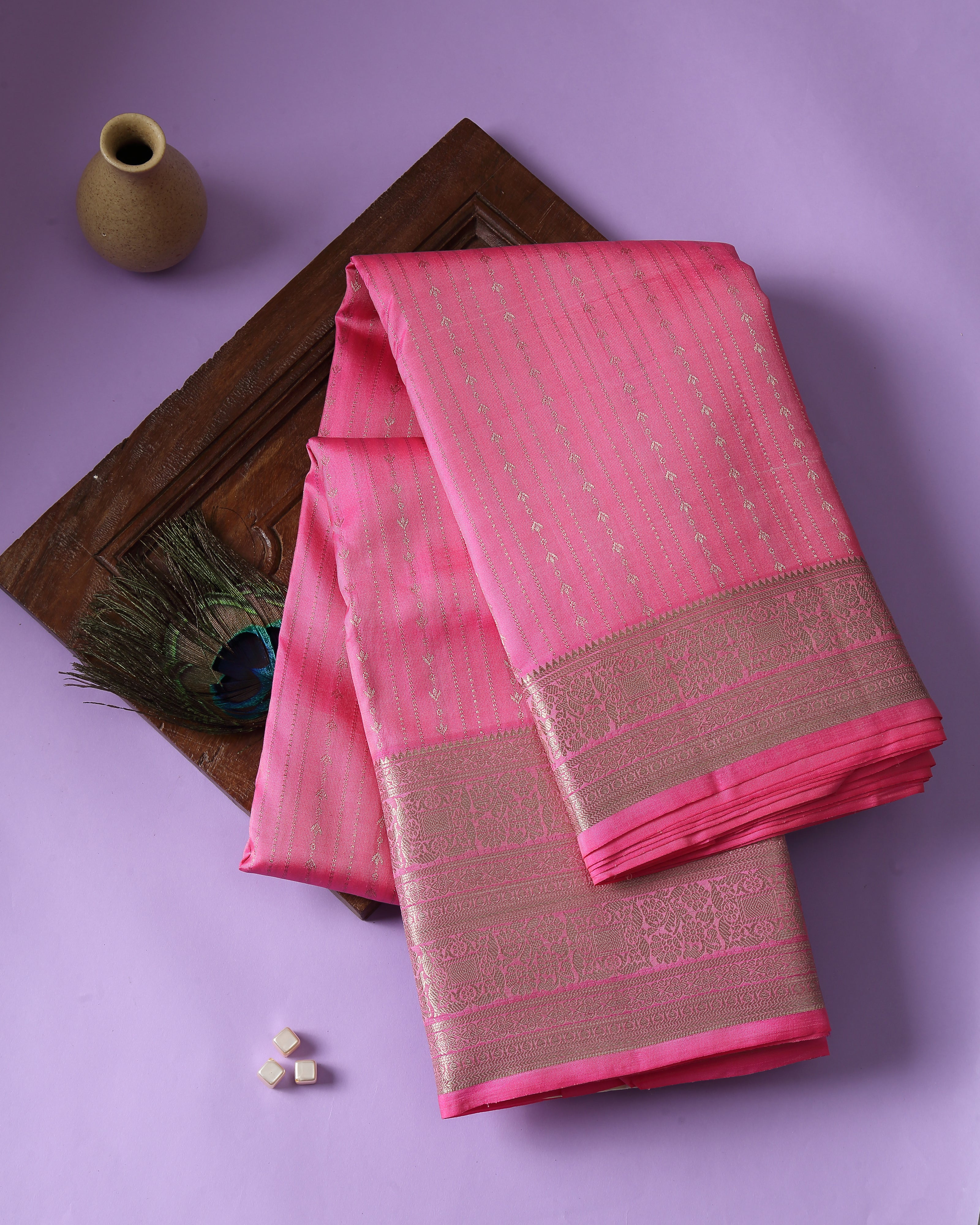 Delicate Pink Kanchipuram Silk Saree