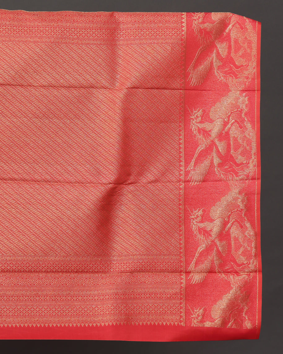 Gold and Pink Kanchipuram Silk Saree