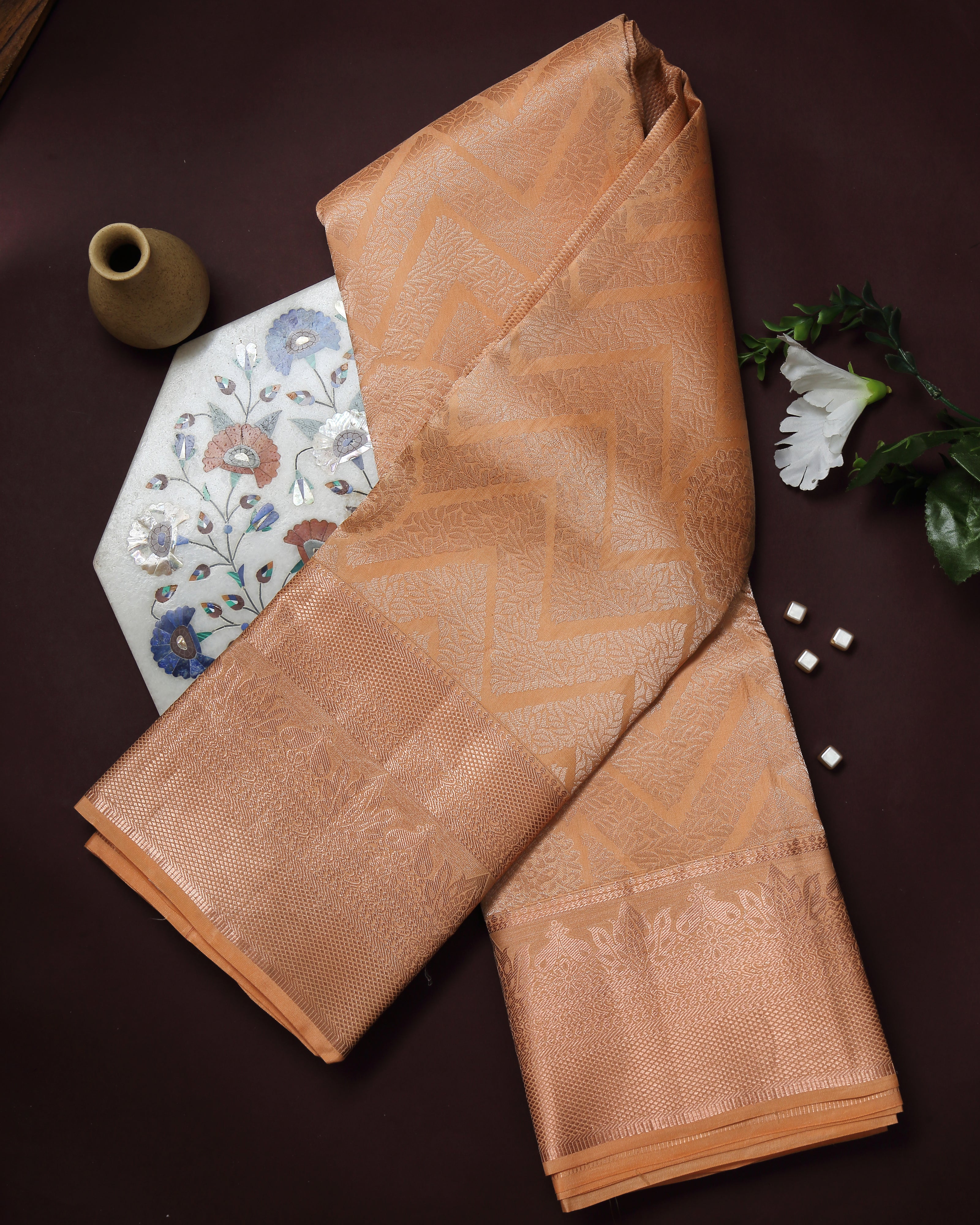 Soft Champagne Kanchipuram Silk Saree
