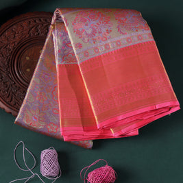 Violet and Pink Meenakari Kanchipuram Silk Saree